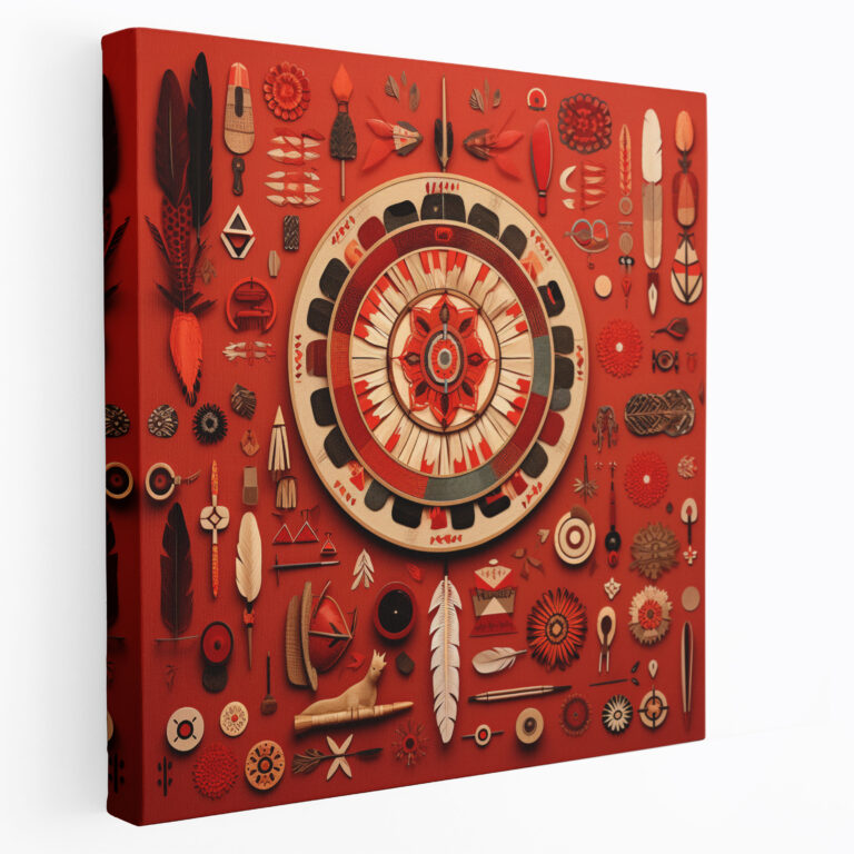 Red Indian Symbols Collage Canvas Print - Red Indian, Canvas, Symbols, Canvas Print
