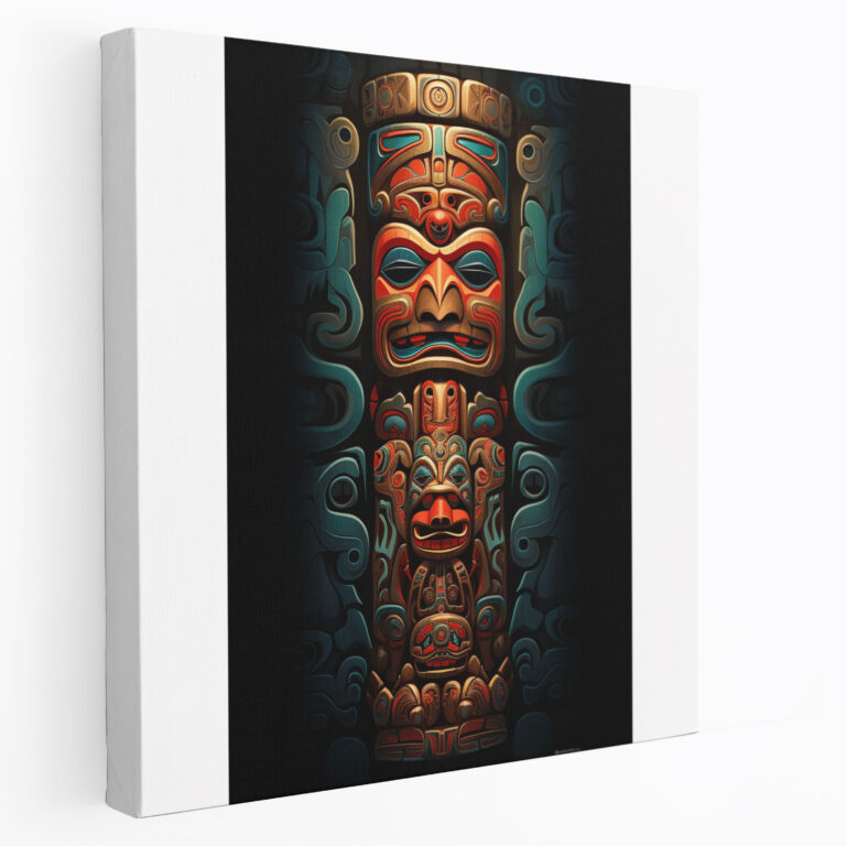 Red Indian Totem Pole Canvas Print - Red Indian, Canvas Print, Home Decoration, Red Indian