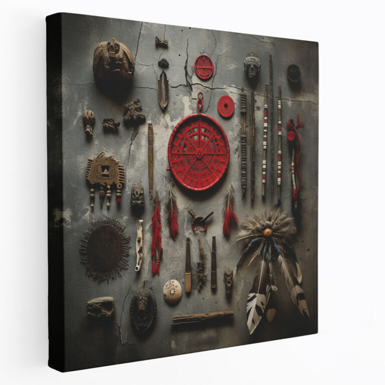 Red Indian Canvas Print - Symbolic Montage Collage Wall Art - Red Indian, Canvas, Canvas Wall Art, Wall Decoration