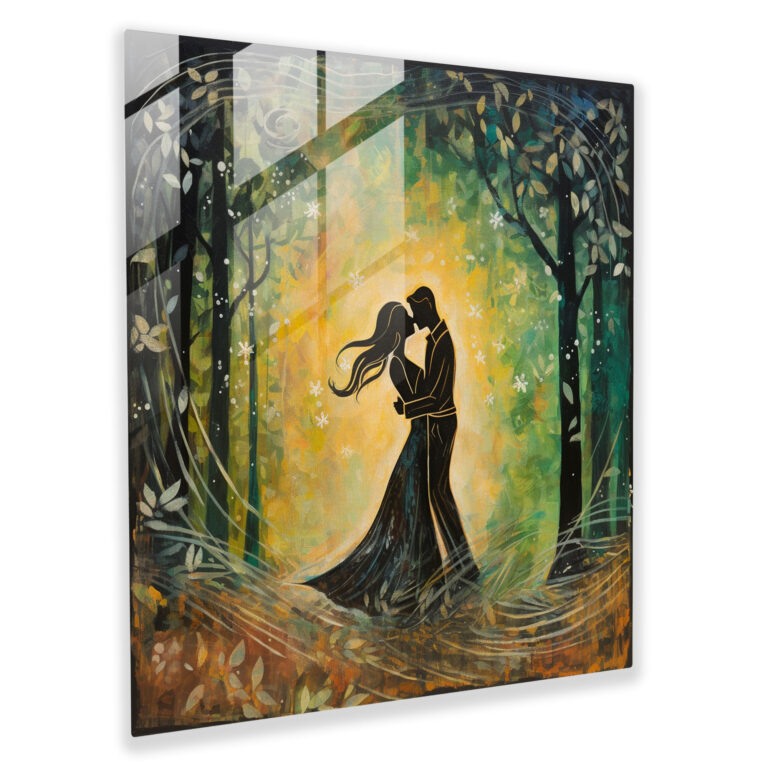 Whimsical Lovers Glass Print - Romantic, Romantic, Glass Art, Magical Forest