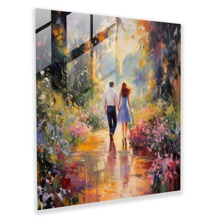 Vibrant Garden Stroll Glass Print - Romantic, Glass Wall Art, Home Decoration, Vibrant Garden
