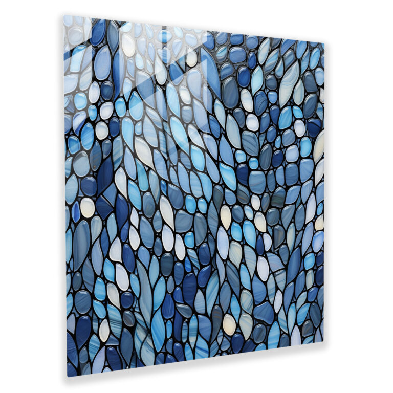 Raindrop Mosaic Glass Print - Rain, Modern Art, Home Decoration, Shades Of Gray