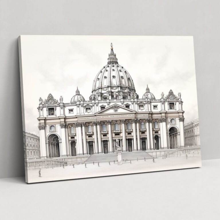 Rome Wall Art - Detailed St. Peter's Basilica - Rome, St. Peter's Basilica, Canvas, Wall Decoration
