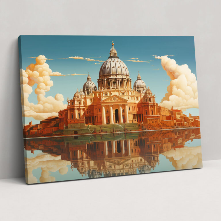 Dreamlike Vatican City Canvas Print - Rome, Canvas Wall Art, Canvas, Surrealist Illustration