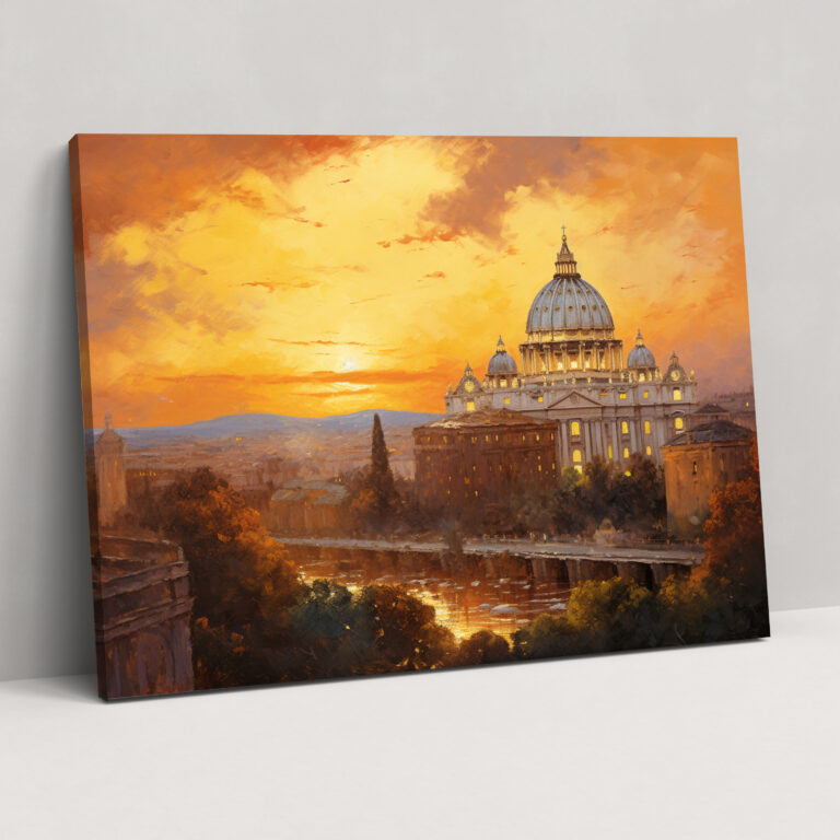 Rome Vatican City Canvas Print - Rome, Wall Art, Majestic Architecture, Oil Painting
