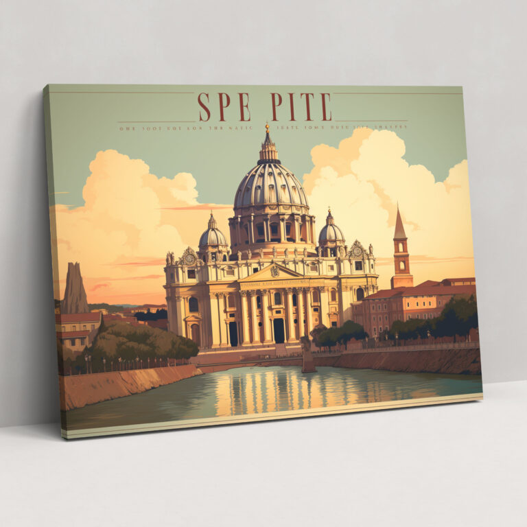 Rome Vintage Travel Canvas Print - Rome, Wall Decoration, Wall Art, Home Decoration