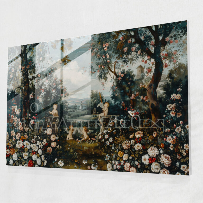 Rococo Style Painting Glass Print - Rococo Style Painting, Glass Print, Glass Art, Home Decoration