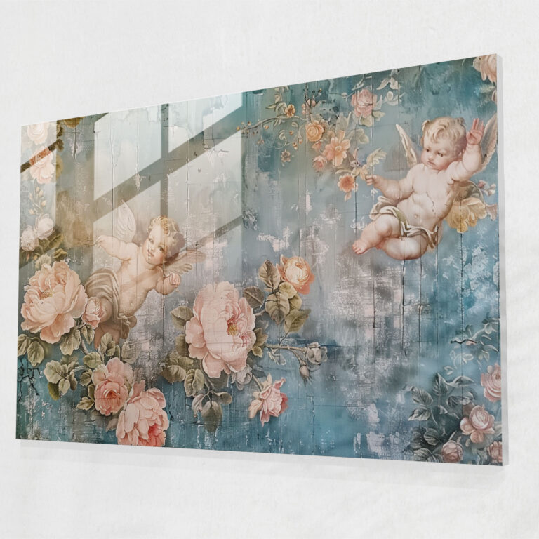 Rococo Style Painting Glass Print - Rococo Style Painting, Rococo Style Painting, Glass Wall Art, Glass Print