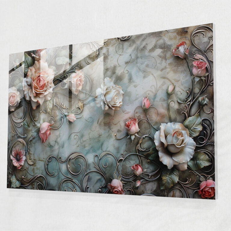 Rococo Style Painting Glass Wall Art - Rococo Style Painting, Home Decoration, Glass Art, Glass Wall Art