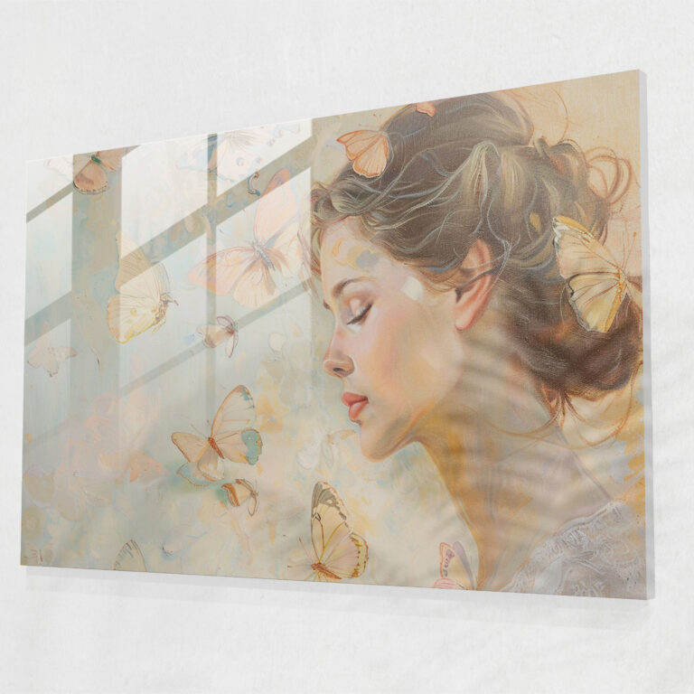 Rococo Style Painting Modern Art - Rococo Style Painting, Glass Wall Art, Home Decoration, Wall Decoration