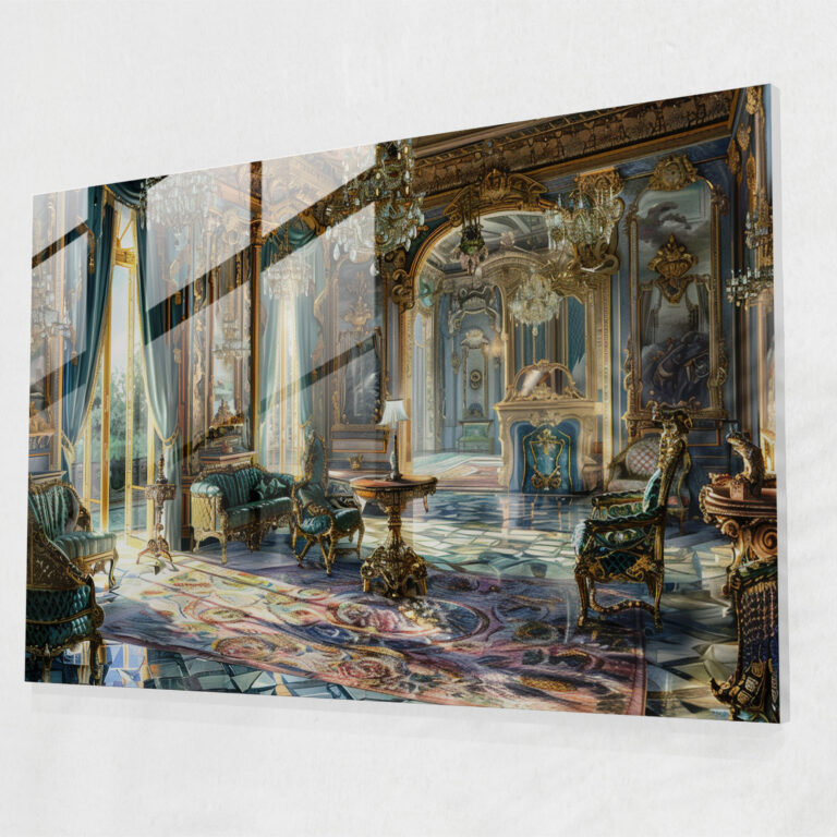 Rococo Style Painting Glass Print - Rococo Style Painting, Glass Art, Glass Wall Art, Glass Print