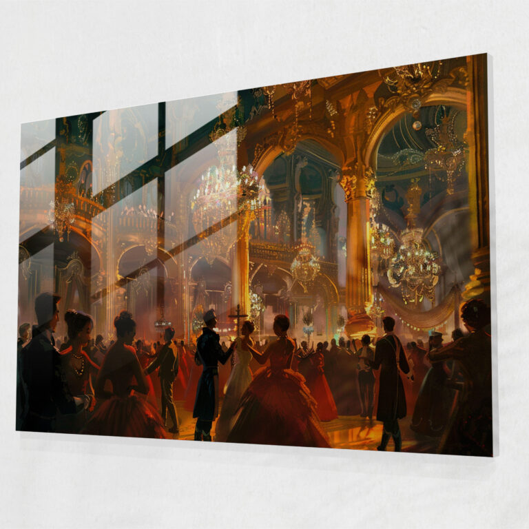 Rococo Style Painting Glass Art - Rococo Style Painting, Modern Art, Glass Art, Glass Print
