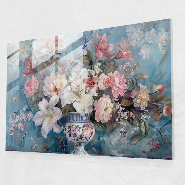 Rococo Style Painting Glass Print - Rococo Style Painting, Glass Art, Rococo Style Painting, Home Decoration