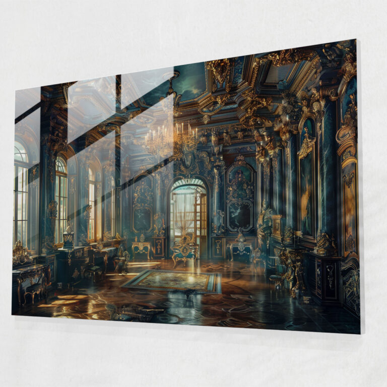 Rococo Style Painting Glass Print - Rococo Style Painting, Rococo Style Painting, Glass Print, Glass Wall Art