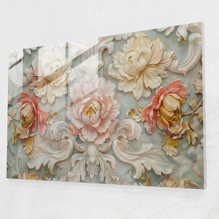 Rococo Style Painting Wall Decoration - Rococo Style Painting, Glass Print, Home Decoration, Glass Wall Art