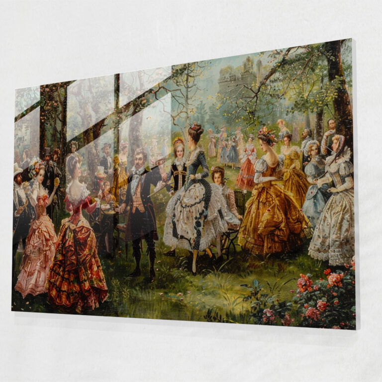 Rococo Style Painting Glass Print - Rococo Style Painting, Glass Print, Wall Decoration, Home Decoration