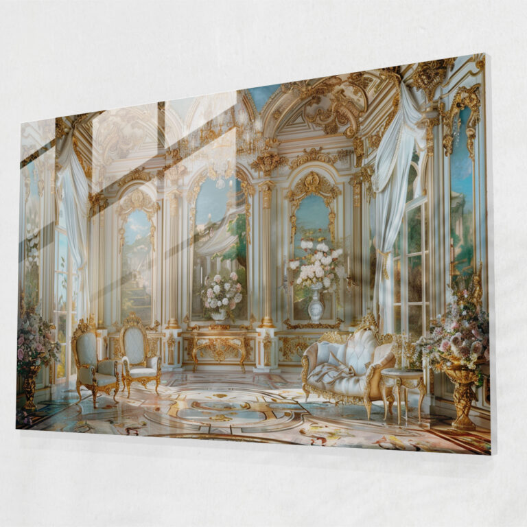 Rococo Style Painting Glass Art - Rococo Style Painting, Rococo Style Painting, Modern Art, Glass Art