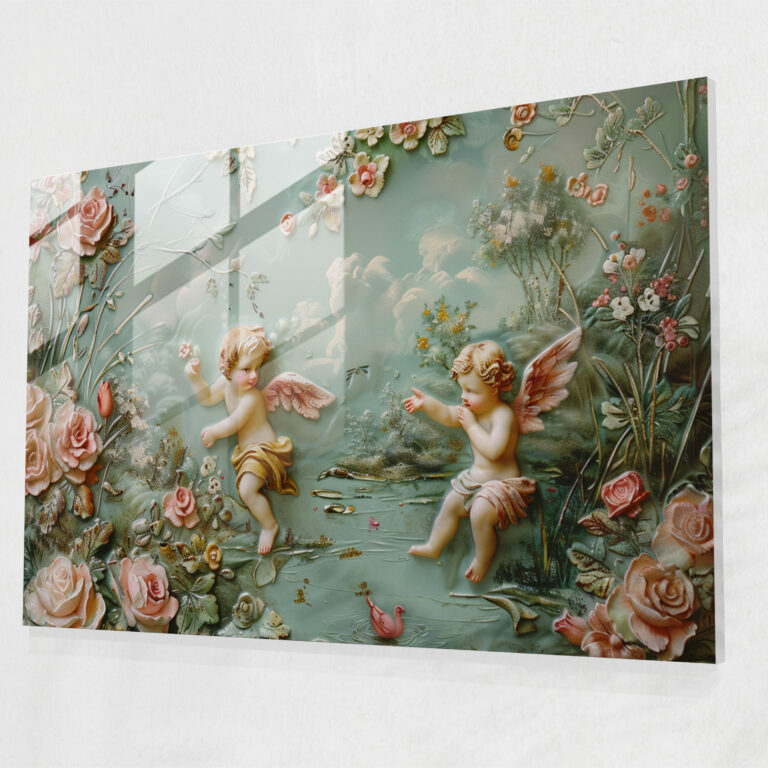 Rococo Style Painting Glass Wall Art - Rococo Style Painting, Glass Art, Home Decoration, Modern Art