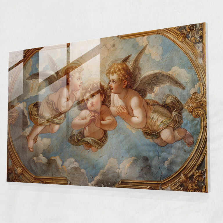 Rococo Style Painting Glass Art - Rococo Style Painting, Wall Decoration, Glass Art, Rococo Style Painting