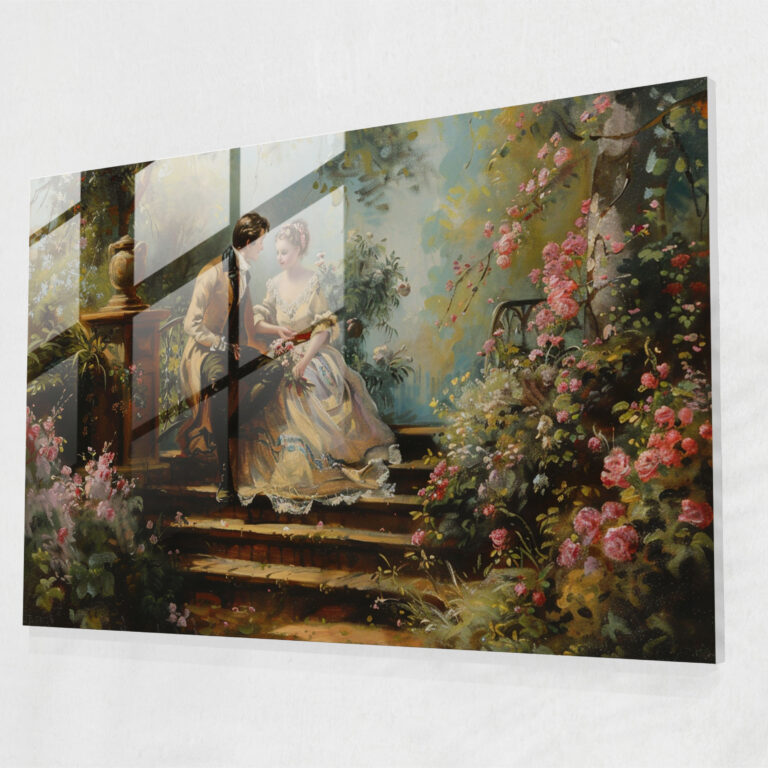 Rococo Style Painting Glass Art - Rococo Style Painting, Rococo Style Painting, Glass Art, Home Decoration