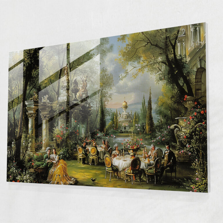 Rococo Style Painting Glass Wall Art - Rococo Style Painting, Rococo Style Painting, Wall Decoration, Modern Art