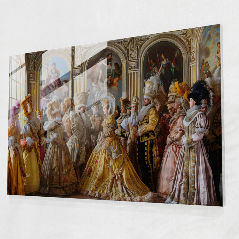 Rococo Style Painting Modern Art - Rococo Style Painting, Glass Wall Art, Glass Print, Wall Decoration