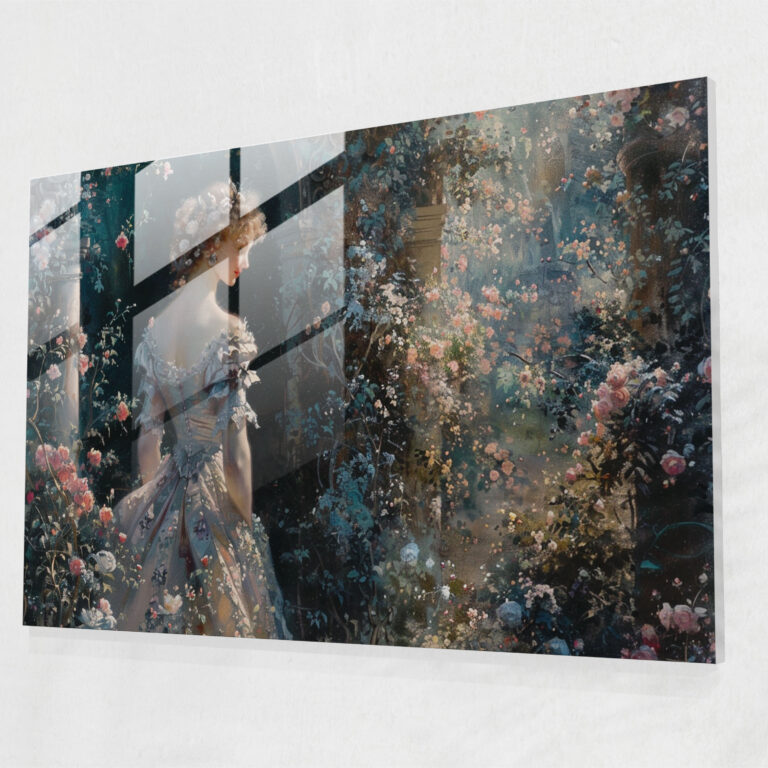 Rococo Style Painting Glass Print - Rococo Style Painting, Home Decoration, Rococo Style Painting, Glass Print