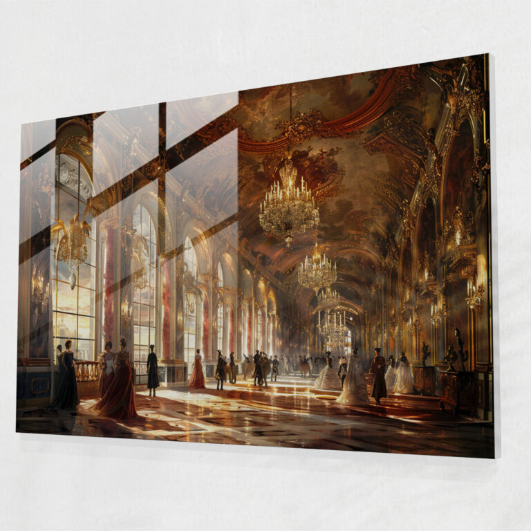 Rococo Style Painting Glass Wall Art - Rococo Style Painting, Glass Art, Modern Art, Home Decoration