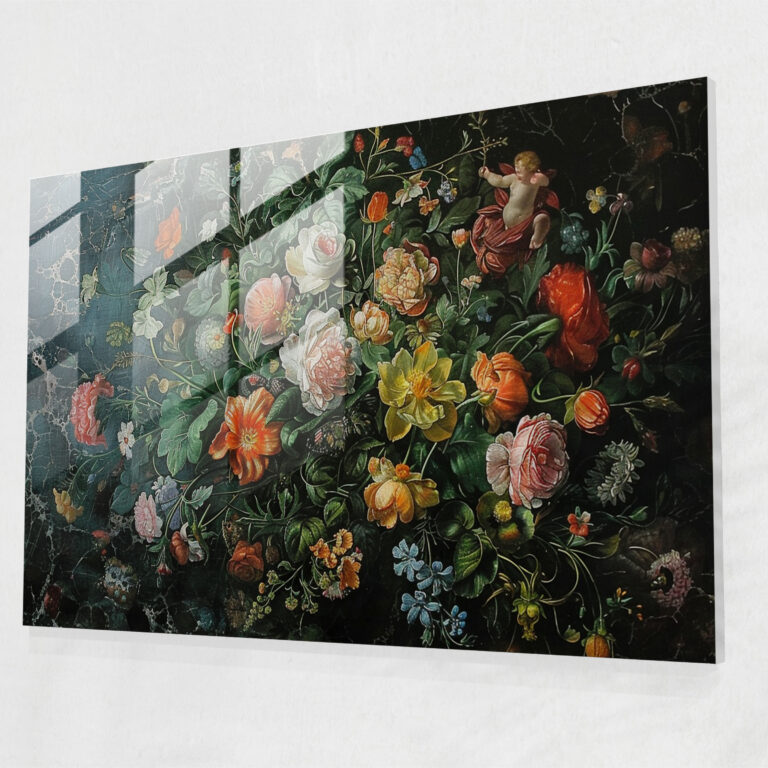 Rococo Style Painting Glass Print - Rococo Style Painting, Glass Print, Modern Art, Glass Wall Art