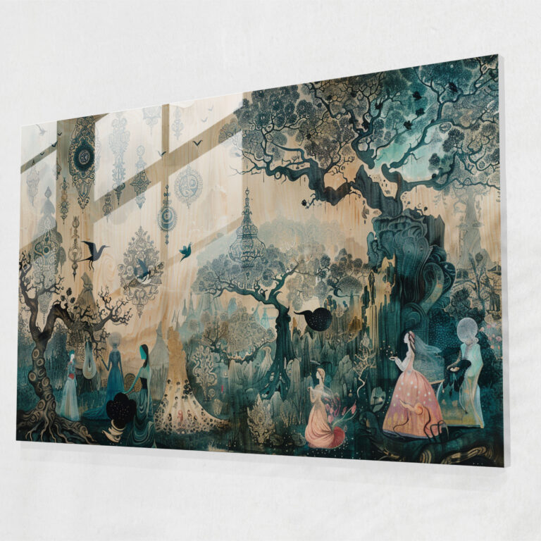 Rococo Style Painting Glass Wall Art - Rococo Style Painting, Glass Art, Glass Wall Art, Rococo Style Painting