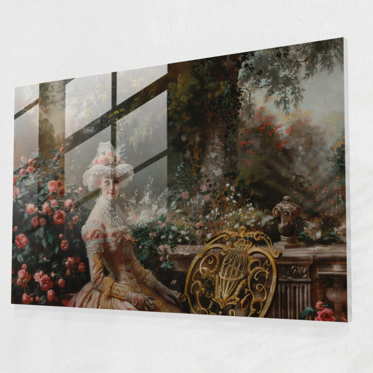 Rococo Style Painting Glass Print - Rococo Style Painting, Rococo Style Painting, Modern Art, Glass Wall Art