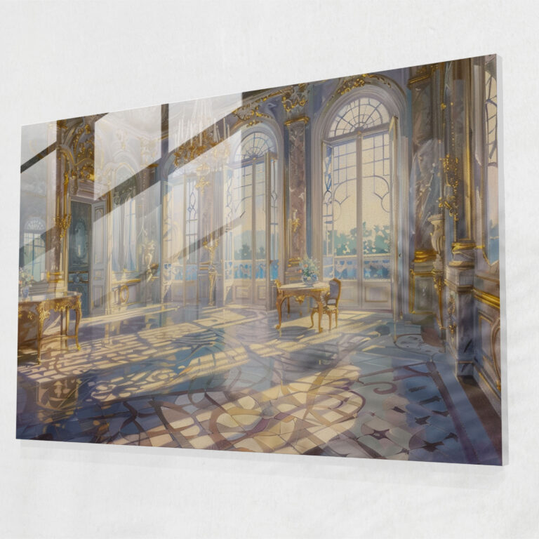 Rococo Style Painting Glass Wall Art - Rococo Style Painting, Wall Decoration, Home Decoration, Glass Wall Art
