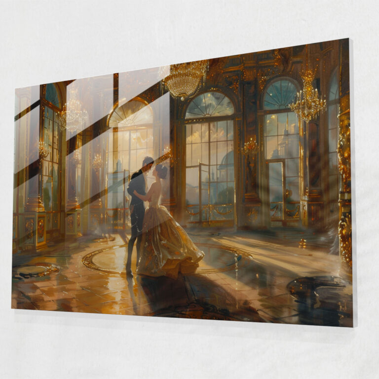 Rococo Style Painting Glass Print - Rococo Style Painting, Glass Print, Rococo Style Painting, Glass Art