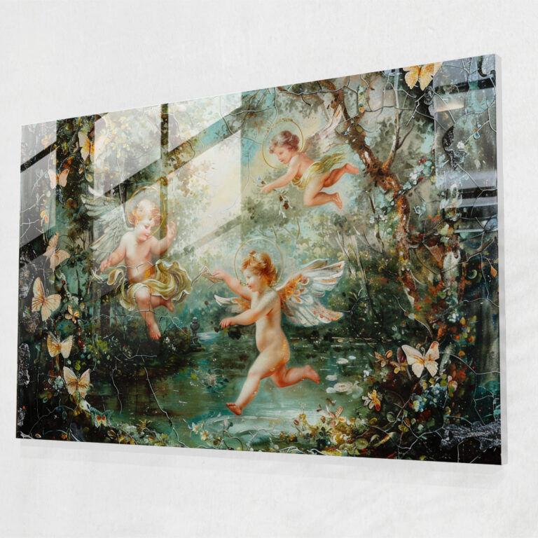 Rococo Style Painting Wall Decoration - Rococo Style Painting, Glass Wall Art, Wall Decoration, Glass Print