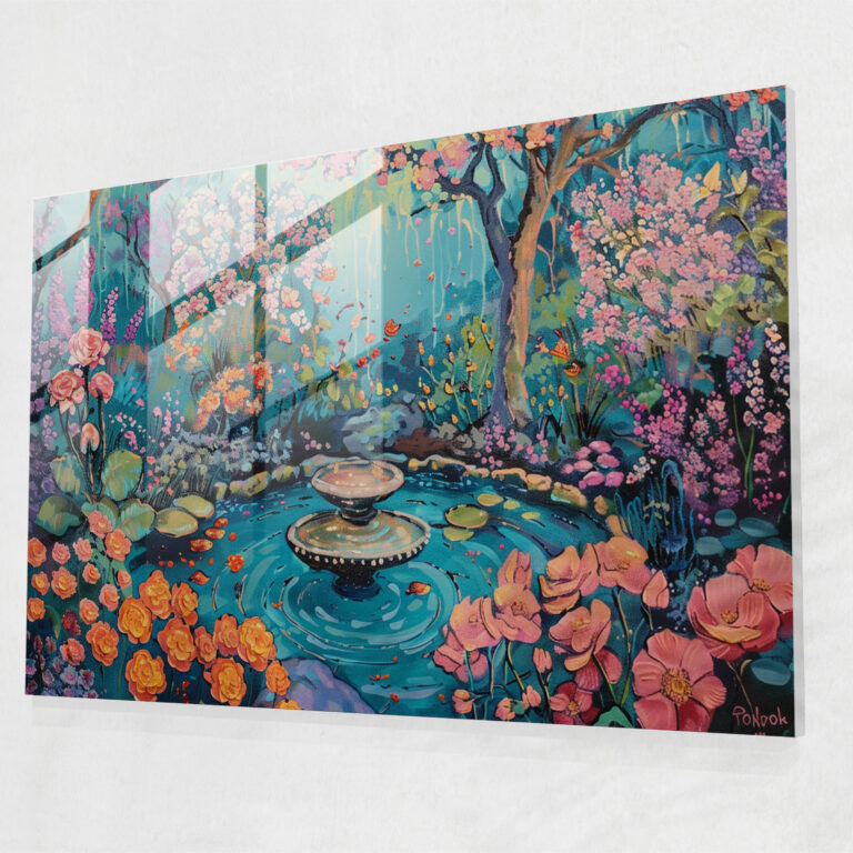 Rococo Style Painting Vibrant Glass Art - Rococo Style Painting, Home Decoration, Wall Decoration, Rococo Style Painting