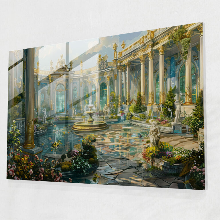 Rococo Style Painting Grand Glass Wall Art - Rococo Style Painting, Glass Wall Art, Glass Print, Home Decoration