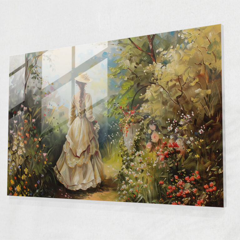 Rococo Style Painting Glass Print - Rococo Style Painting, Glass Art, Wall Decoration, Glass Wall Art