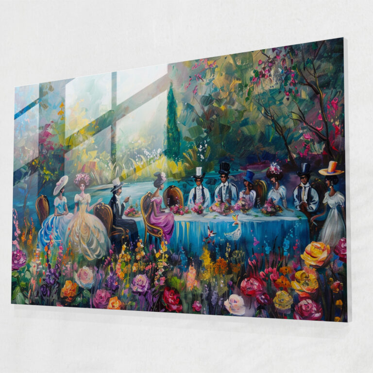 Rococo Style Painting Glass Print - Rococo Style Painting, Home Decoration, Modern Art, Glass Art