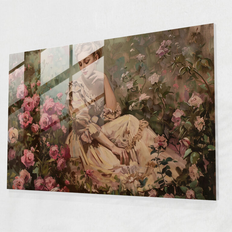 Rococo Style Painting Glass Print - Rococo Style Painting, Rococo Style Painting, Home Decoration, Wall Decoration