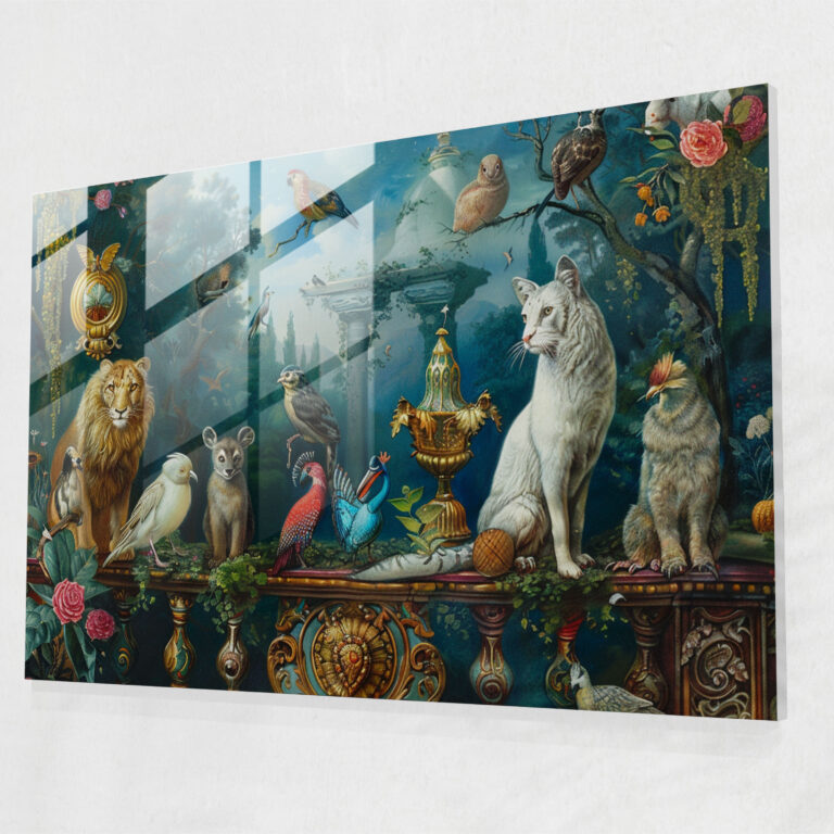 Rococo Style Painting Glass Print - Rococo Style Painting, Glass Art, Rococo Style Painting, Glass Wall Art