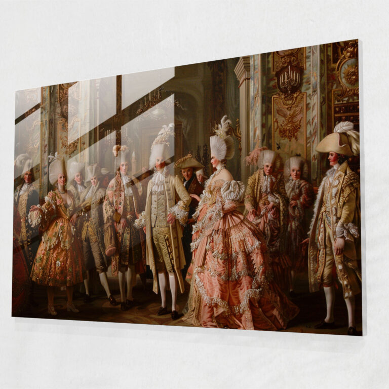 Rococo Style Painting Glass Wall Art - Rococo Style Painting, Glass Art, Modern Art, Wall Decoration