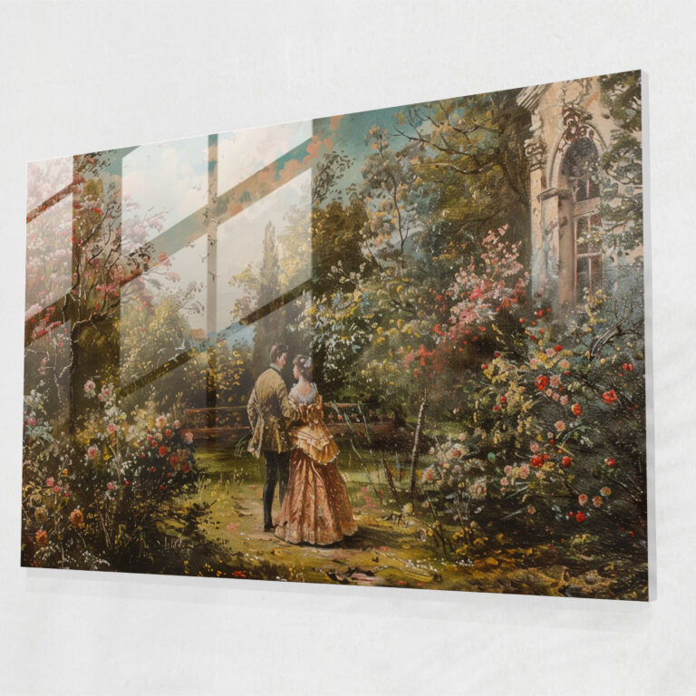 Rococo Style Painting Glass Print - Rococo Style Painting, Glass Wall Art, Glass Print, Glass Art