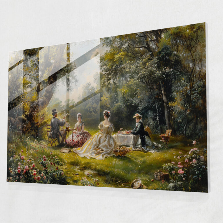 Rococo Style Painting Glass Wall Art - Rococo Style Painting, Wall Decoration, Glass Art, Home Decoration