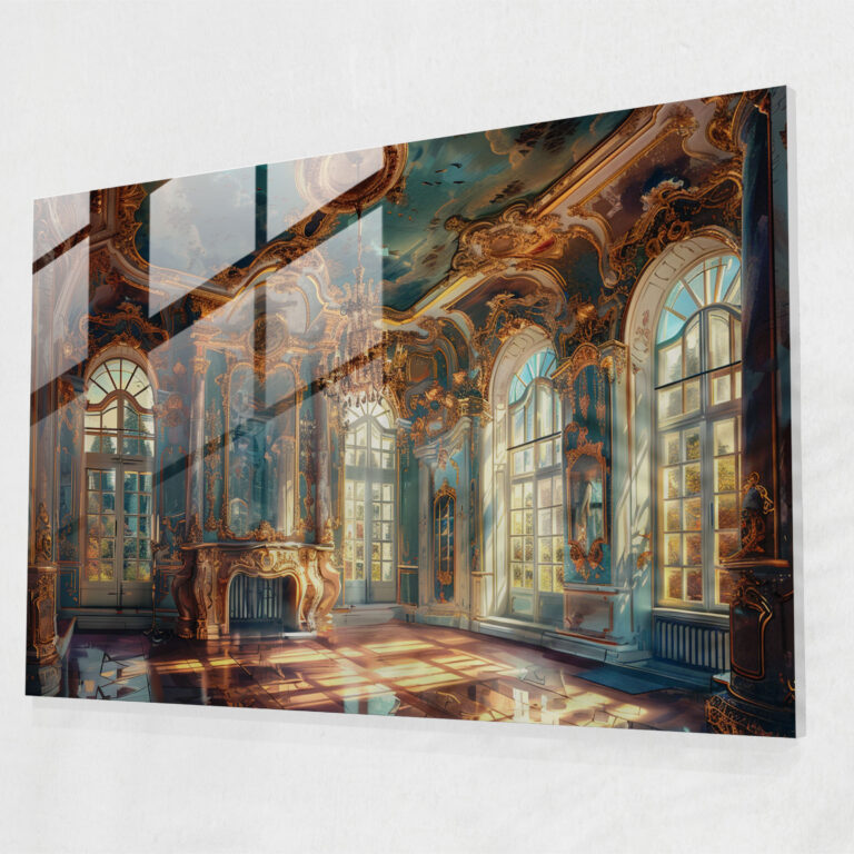 Rococo Style Painting Glass Wall Art - Rococo Style Painting, Home Decoration, Wall Decoration, Glass Art