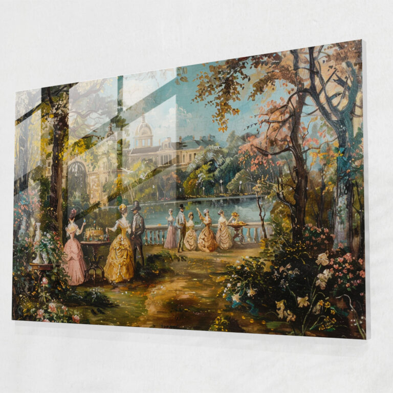 Rococo Style Painting Glass Wall Art - Rococo Style Painting, Glass Print, Glass Wall Art, Wall Decoration