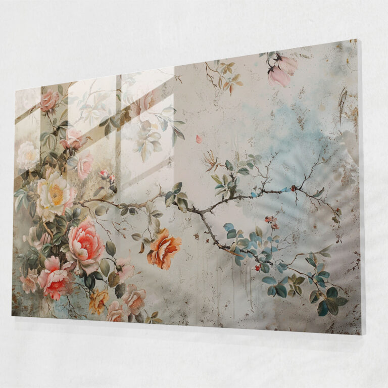 Rococo Style Painting Glass Print - Rococo Style Painting, Glass Art, Wall Decoration, Rococo Style Painting