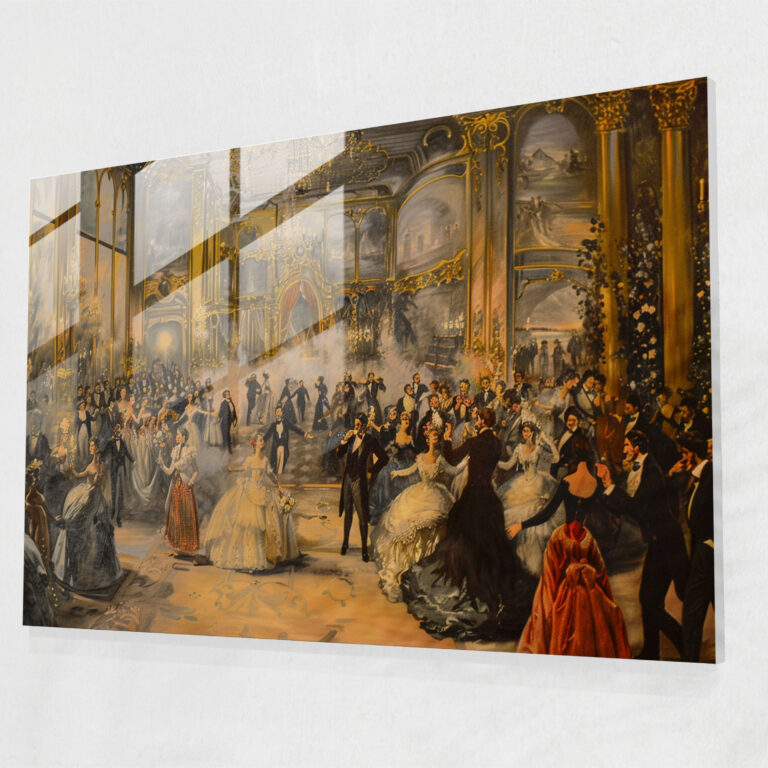 Rococo Style Painting Glass Print - Rococo Style Painting, Glass Print, Modern Art, Rococo Style Painting