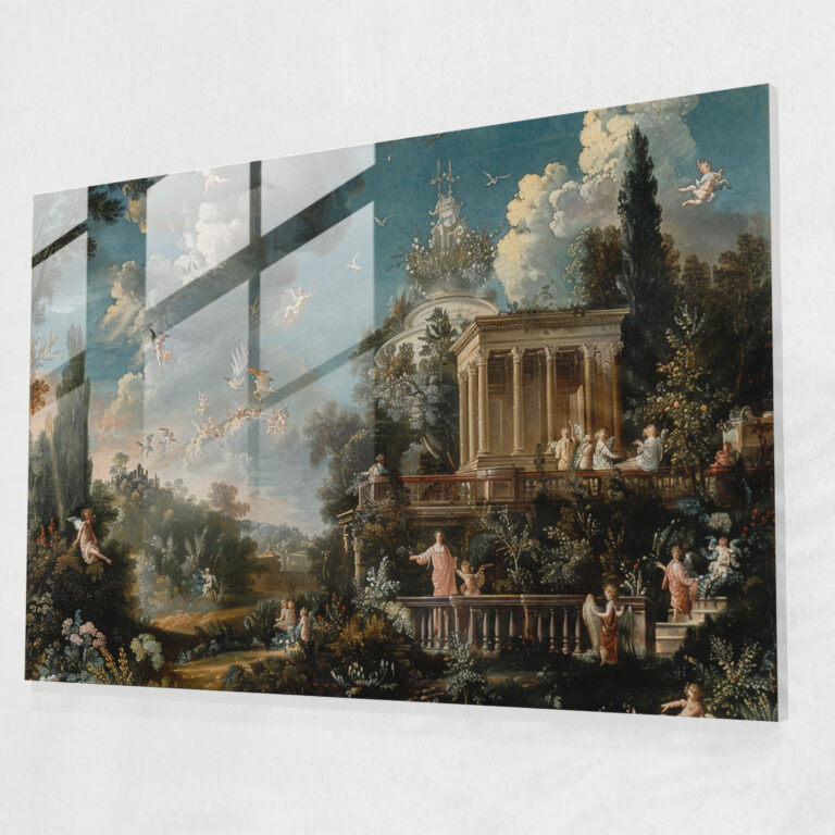 Cherubic Rococo Style Glass Art - Rococo Style Painting, Wall Decoration, Home Decoration, Rococo Style Painting