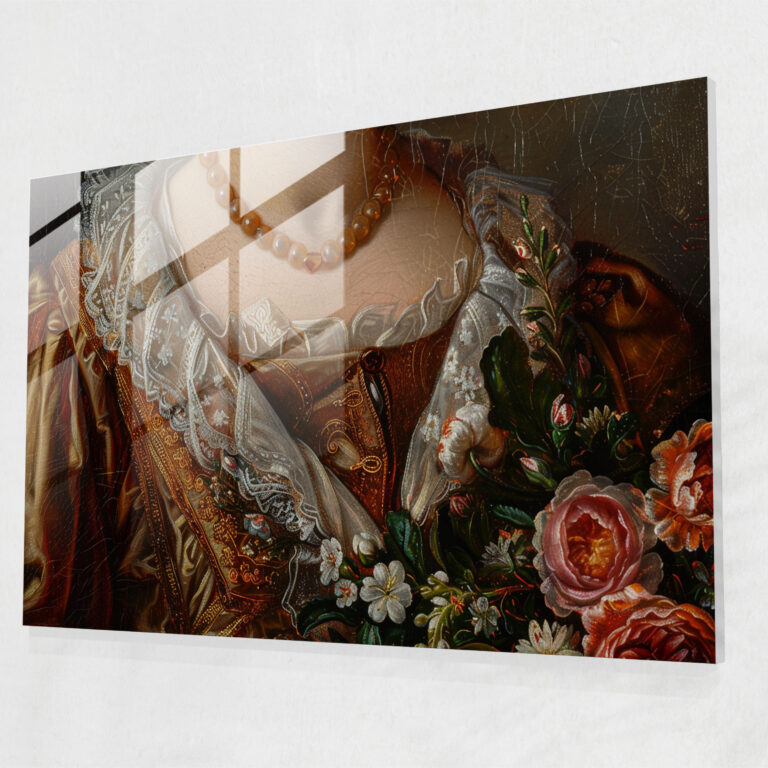 Rococo Style Painting Glass Print - Rococo Style Painting, Rococo Style Painting, Glass Print, Home Decoration