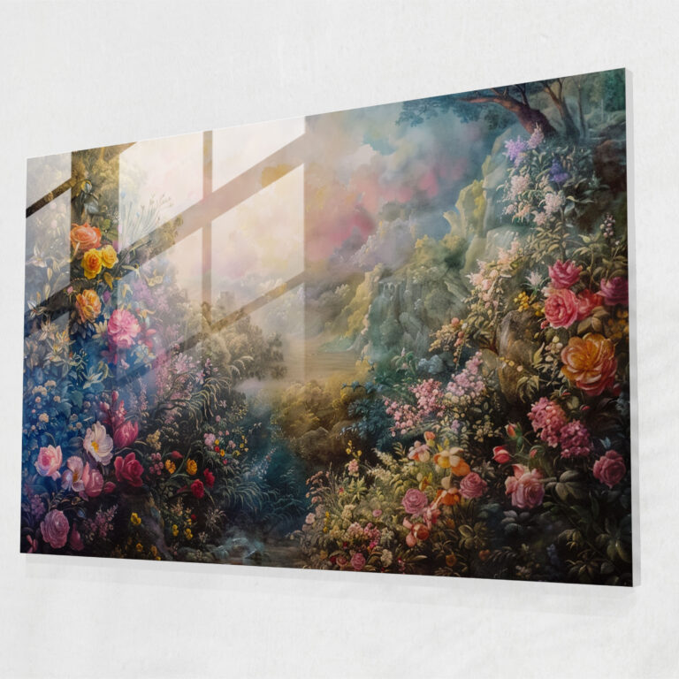 Rococo Style Painting Glass Print - Rococo Style Painting, Modern Art, Glass Print, Home Decoration